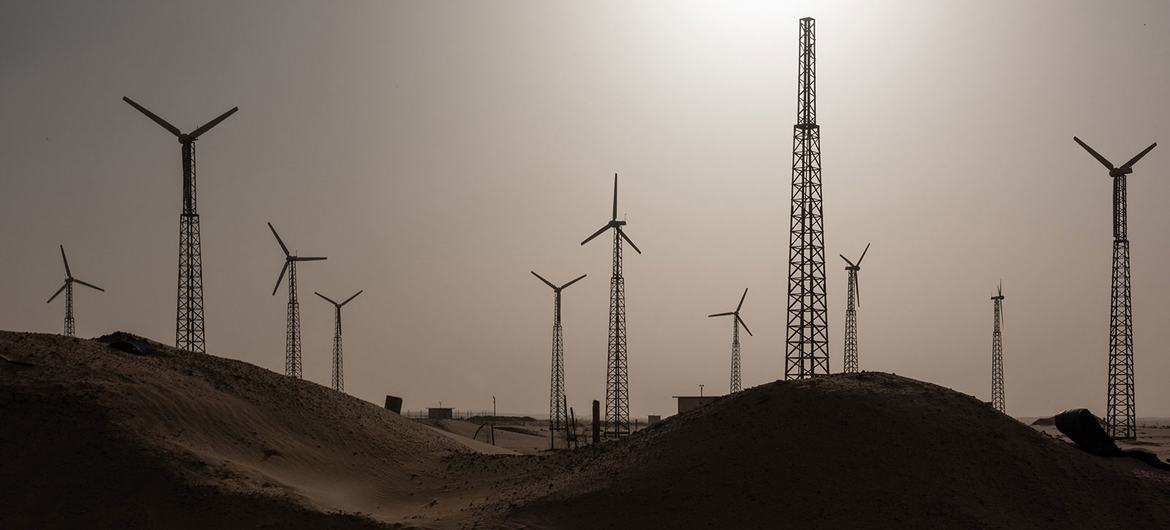 La aldea de Chami, en Mauritania, cuenta con una central solar para iluminar la calle principal y un parque eólico para suministrar electricidad a los residentes y a las crecientes empresas de ecoturismo.