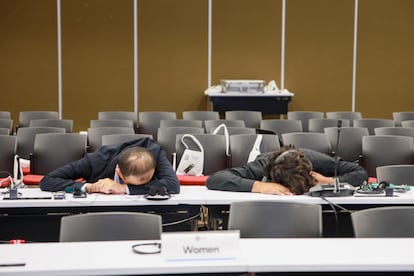 Participantes durante la sesión de la Conferencia de la ONU sobre Biodiversidad Biológica (COP16) en Cali (Colombia). El 2 de octubre 2024.