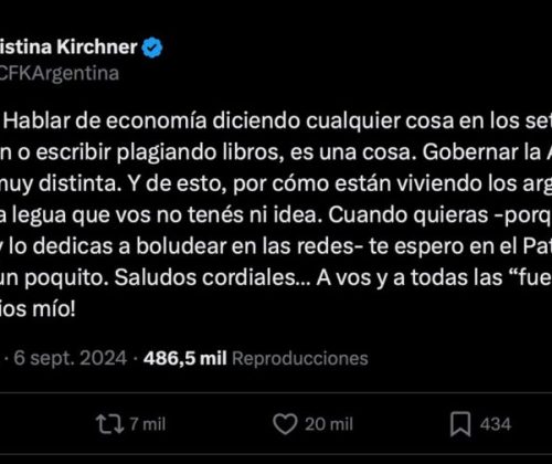 Mensaje de Cristina Fernández de Kirchner