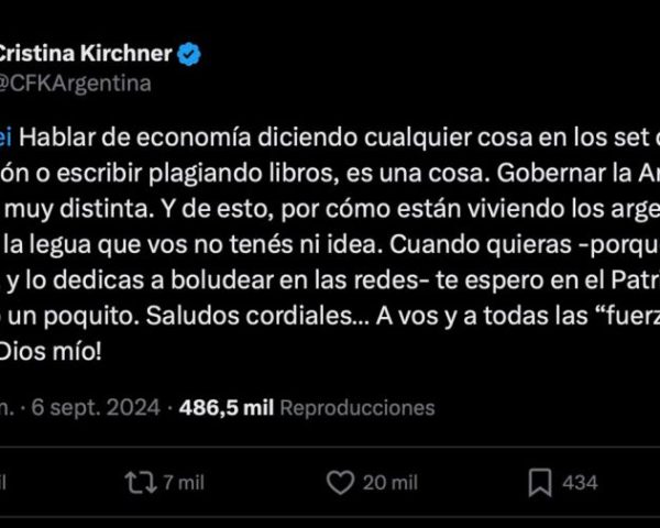 Mensaje de Cristina Fernández de Kirchner